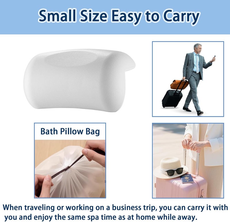Guluto Bath Pillow Bathtub Pillow, Bath Pillows for Tub Head and Neck Support, Waterproof Bath Tub Pillows with Strong Non-Slip Suction Cups, Relaxing Bath Accessories for Soaking, Spa White - Image 5